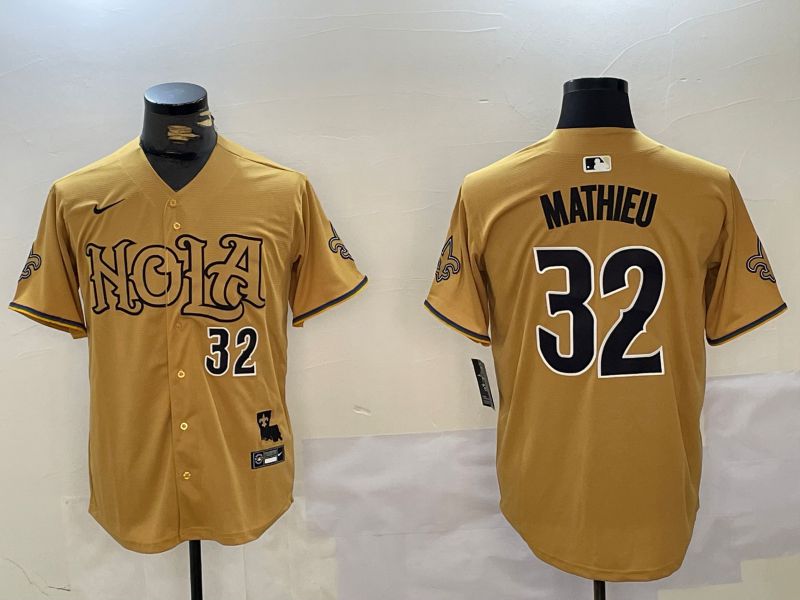 Men New Orleans Saints #32 Mathieu Yellow Joint Name 2024 Nike Limited NFL Jersey style 1->nfl hats->Sports Caps